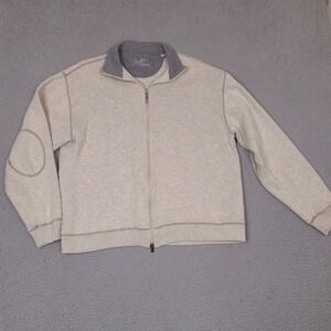 Paradise Collection Sweater Jacket Mens Large Full Zip Beige Mock Neck
